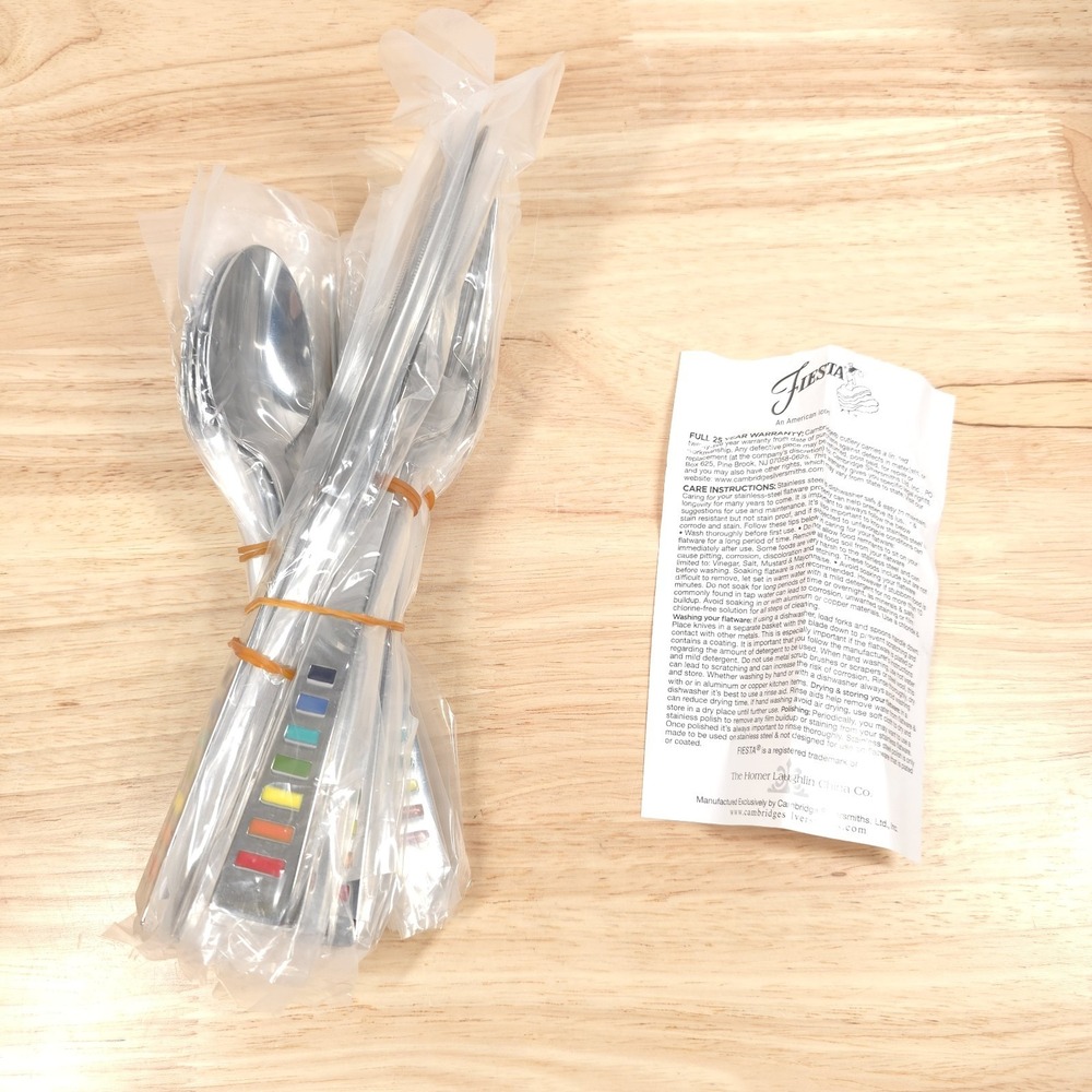 Fiesta Stainless Steel Flatware Celebration Set 20pc Service for 4 Brand NEW